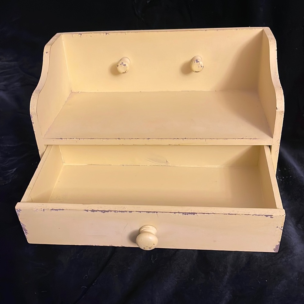 Distressed Yellow Drawer Shelf. - Picture 2 of 9